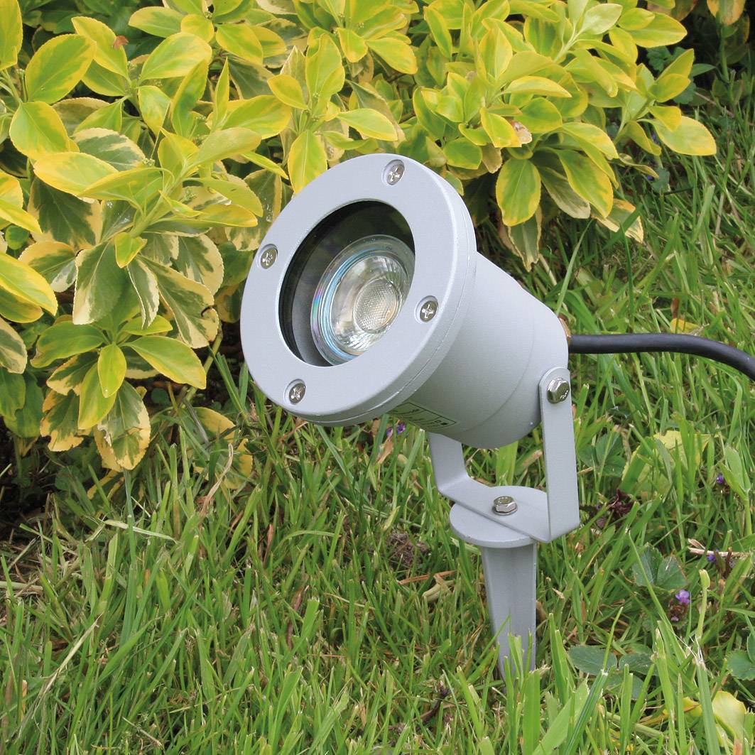 ChiliTec 21751 Gartenleuchte "CT-GS10", silbergrau 230V, 1,5m Kabel+Erdspieß, GU10 Fassung