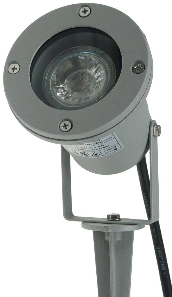 ChiliTec Gartenleuchte CT-GS10, silbergrau 230V, 1,5m Kabel+Erdspieß, GU10 Fassung