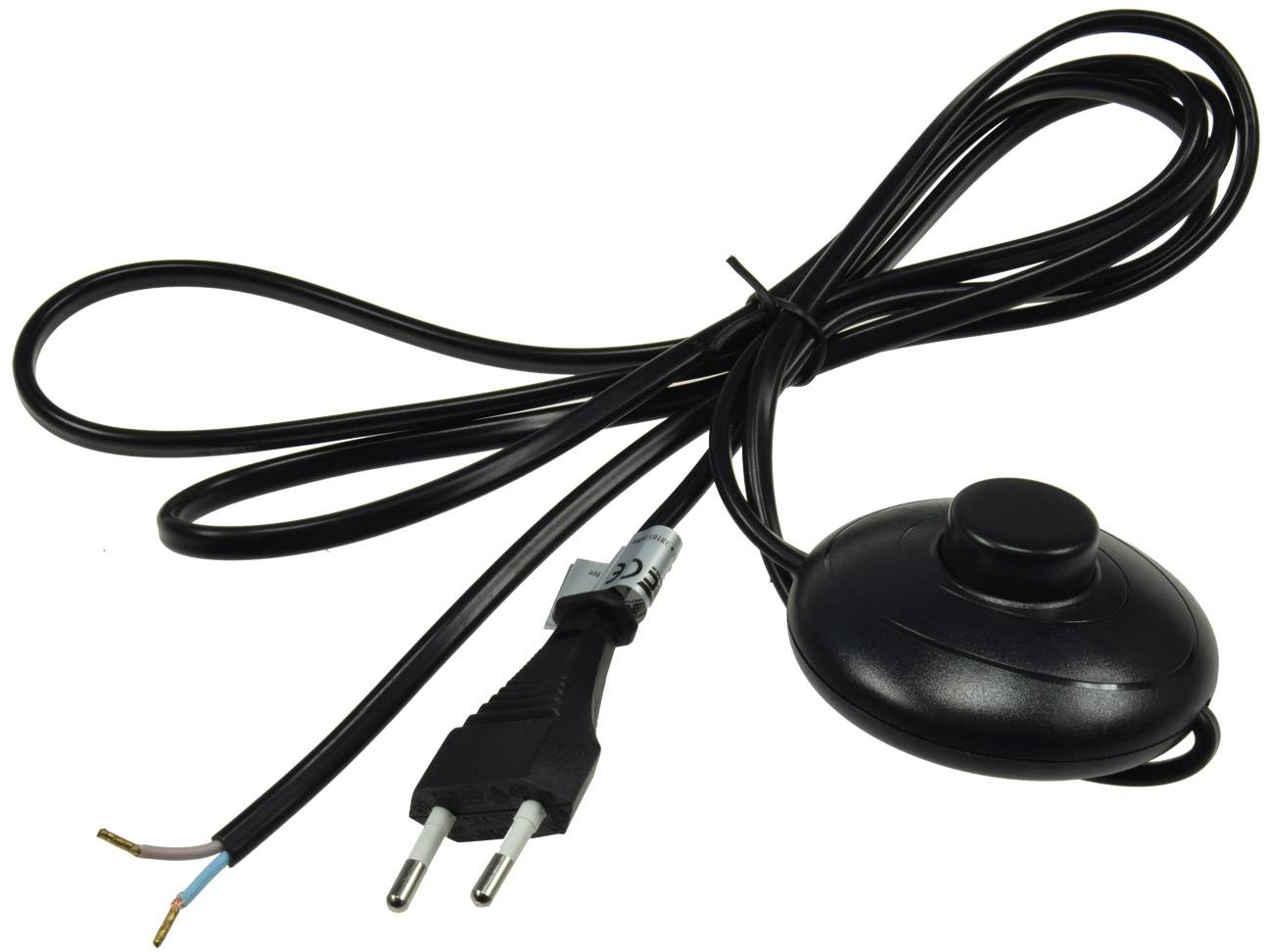 ChiliTec 22520 Netzkabel mit Fußschalter blanke Enden, 2m lang, schwarz