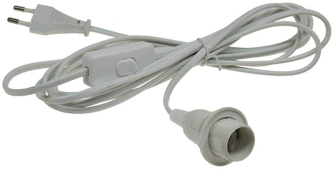 ChiliTec 21059 Netzkabel mit Schalter und E14 Fassung 1,4m + 2m lang, weiß