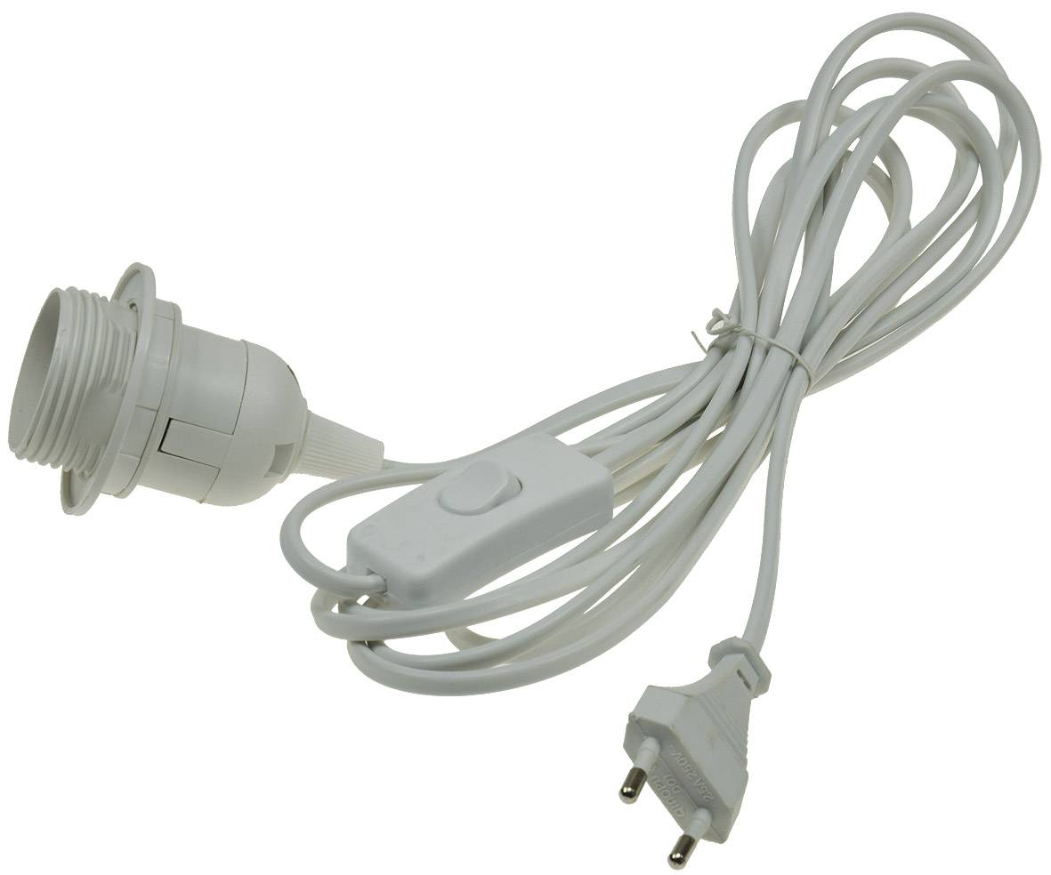 ChiliTec Netzkabel mit Schalter und E27 Fassung 1,4m + 2m lang, weiß