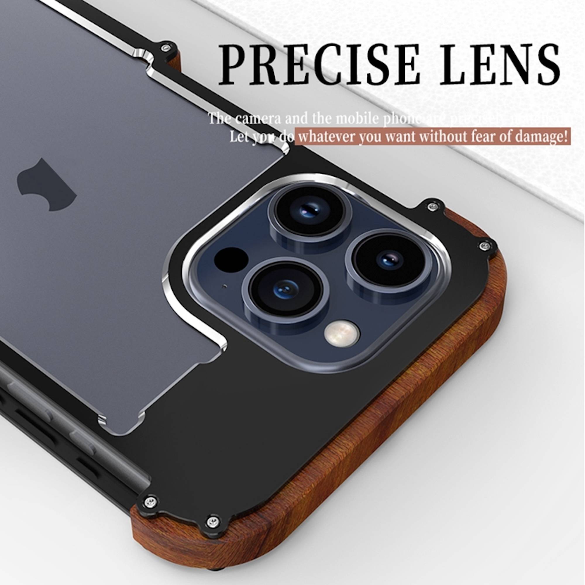 Handyhülle mit dem Text „PRECISE LENS