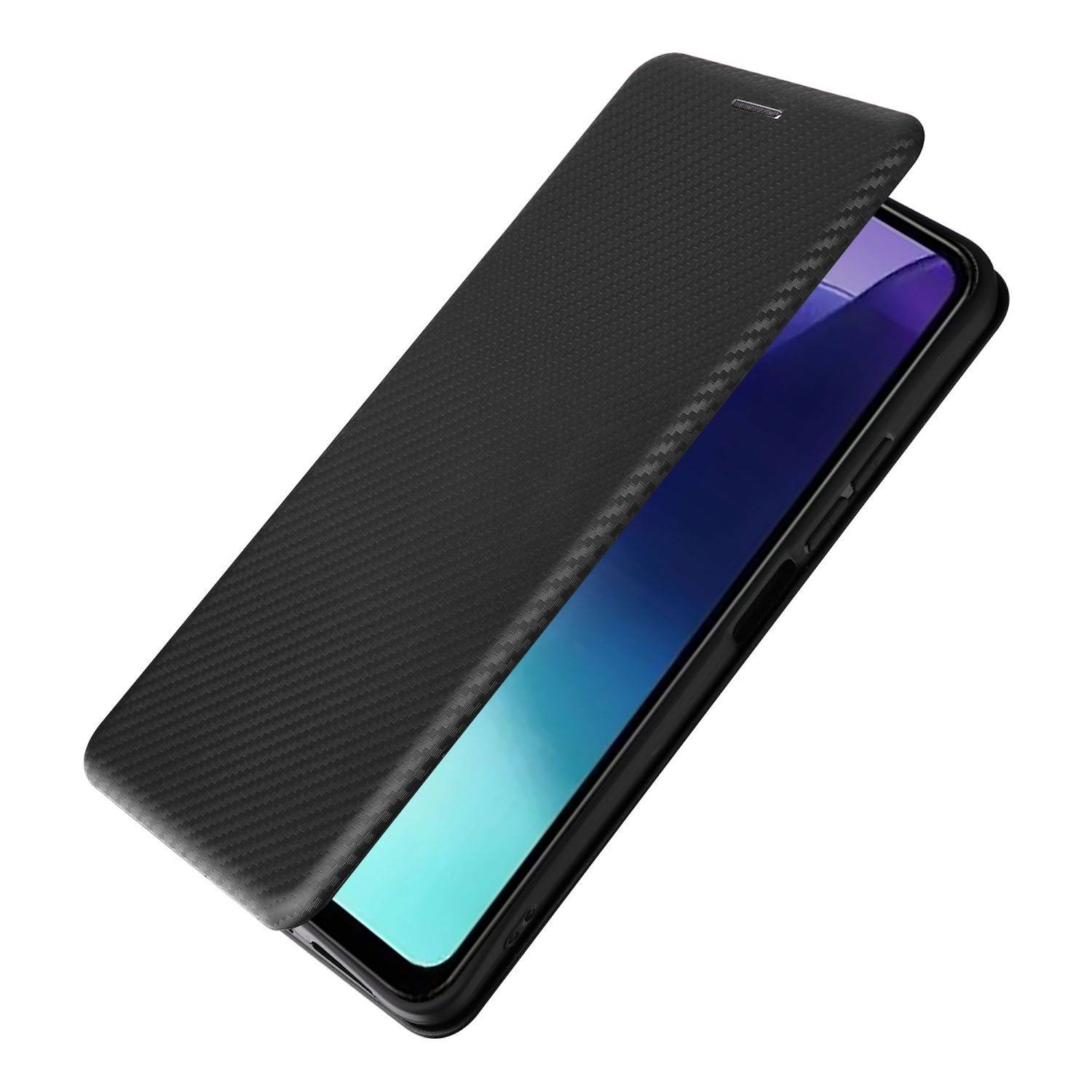 Handyhülle Kunstleder für Xiaomi Redmi 17C 4G / 14C 4G Carbon Schutz Schwarz