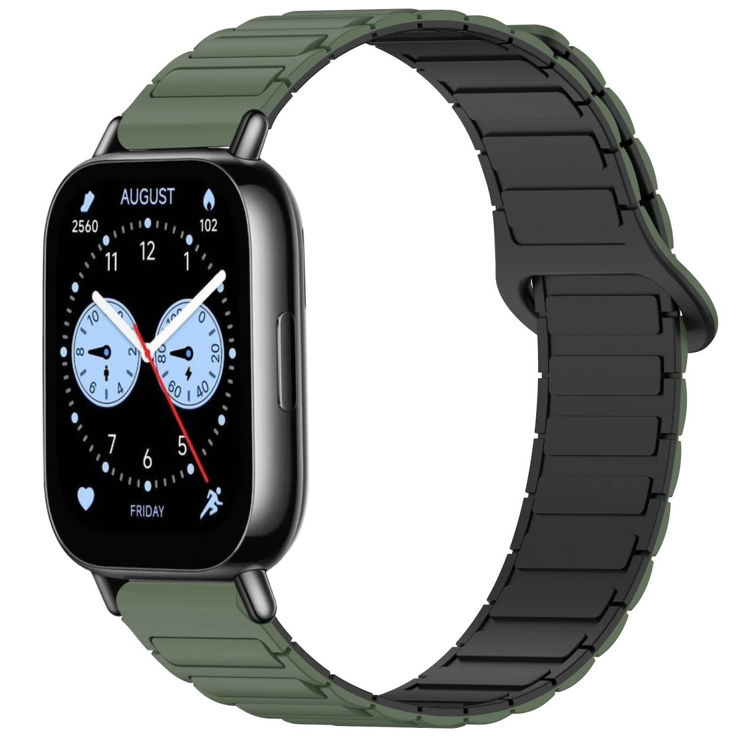 Für Xiaomi Redmi Watch 5 Lite Two Color Silikon Magnetisches Ersatz Arm Band Dunkelgrün