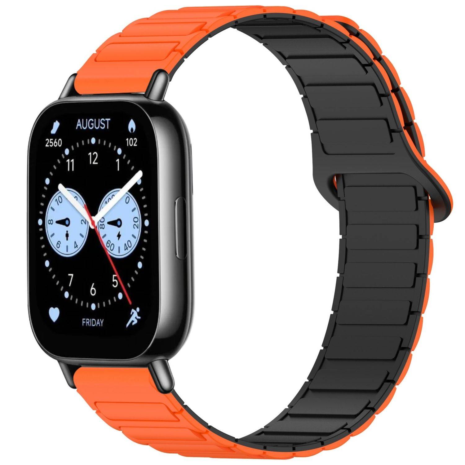 Für Xiaomi Redmi Watch 5 Lite Two Color Silikon Magnetisches Ersatz Arm Band Orange