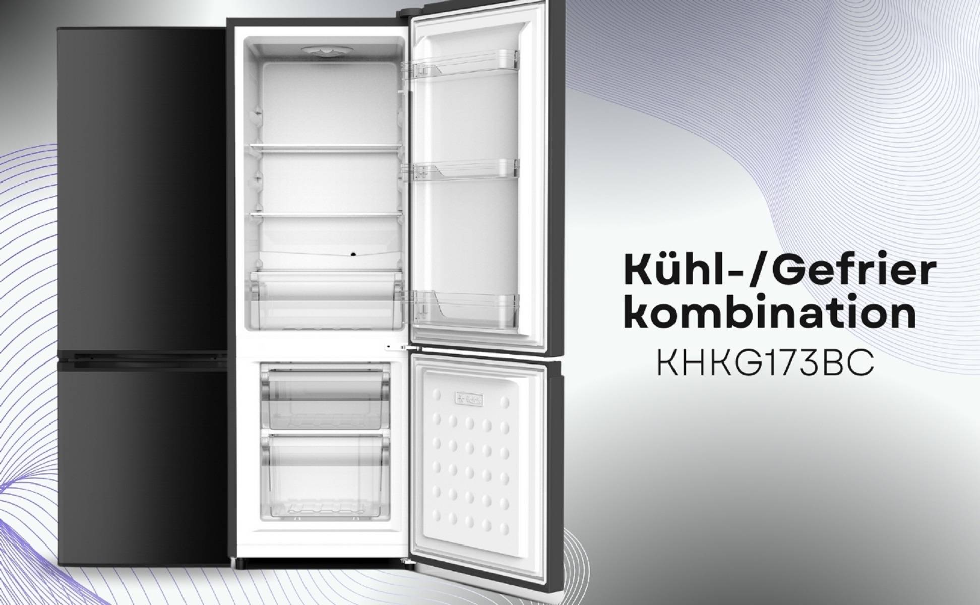 PKM Kühlgefrierkombination KHKG173BC schwarz 161L Kühlschrank LED