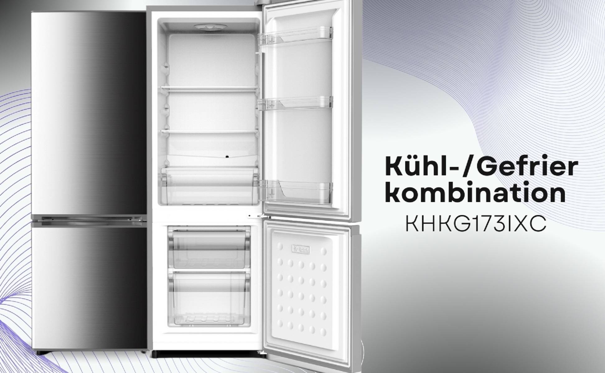 PKM Kühl Gefrierkombination KHKG173IXC Inox 161 L LED