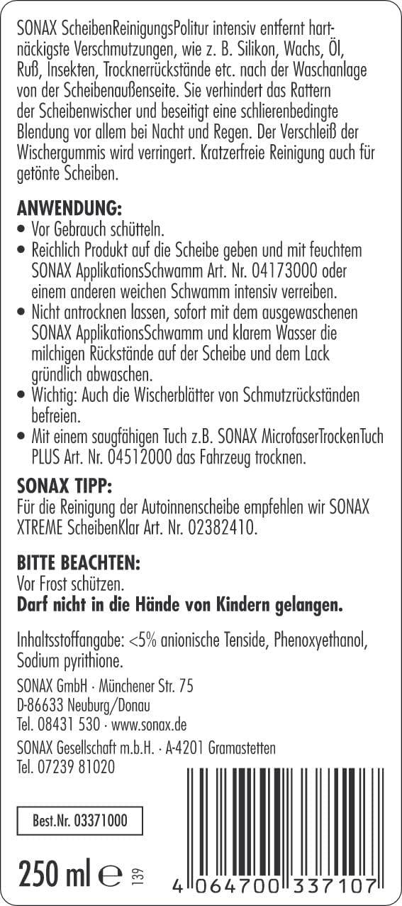 SONAX ScheibenReinigungsPolitur intensiv 250 ml