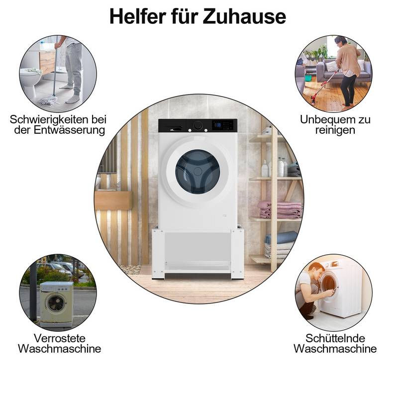 Waschmaschinen Untergestell aus Stahl Waschmaschinensockel für Trockner/Kühlschrank bis 150kg