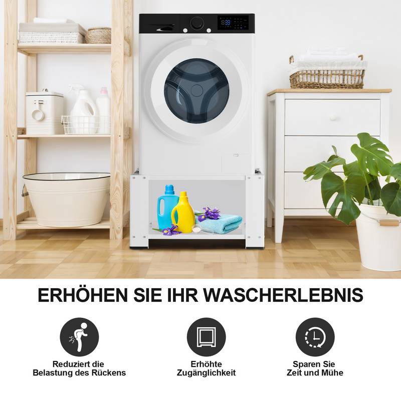 Waschmaschinen Untergestell aus Stahl Waschmaschinensockel für Trockner/Kühlschrank bis 150kg