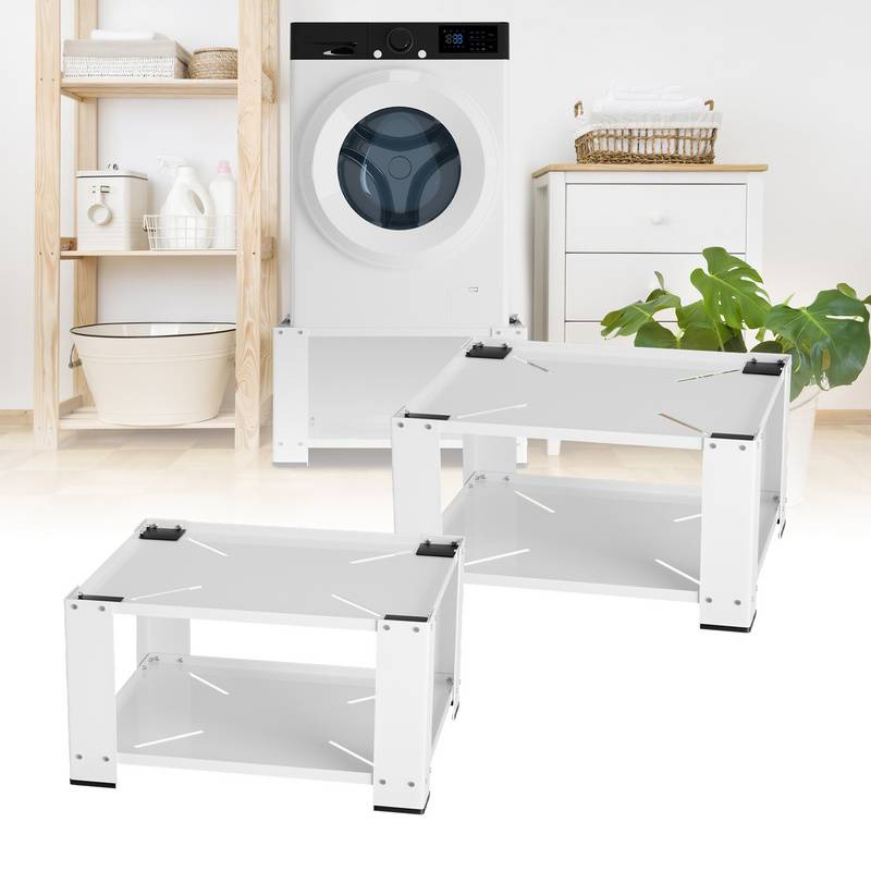 2X Waschmaschinen Untergestell aus Stahl bis 150kg Waschmaschinen Unterschrank Waschmaschinen Sockel für Trockner/Kühlschrank