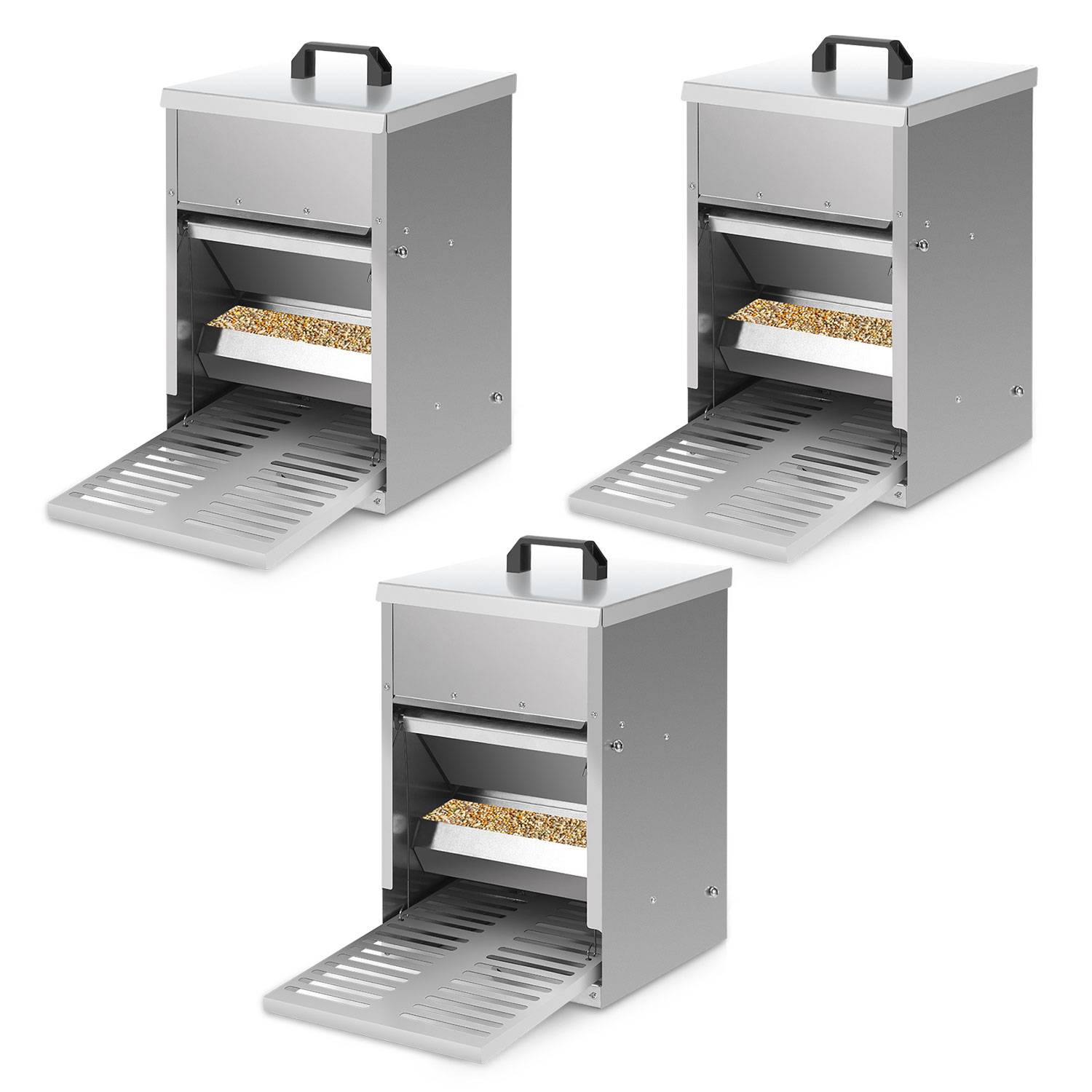 3x Futterautomat Hühner mit Trittklappe – Automatischer Futterspender für Hühner, Gänse und Enten, 5KG Kapazität, wasserdicht und rattensicher