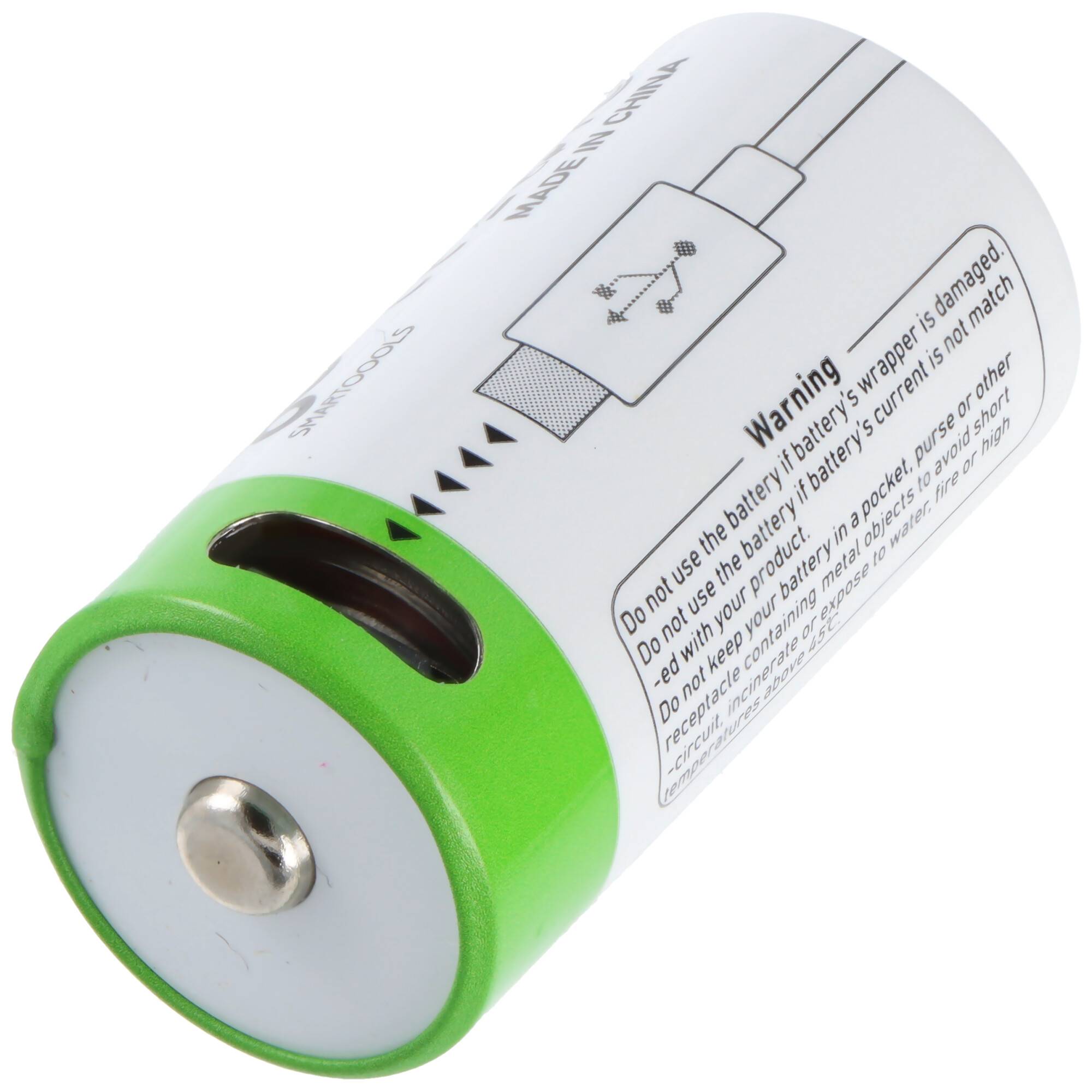 Rundzelle 16340, CR123, Li-ion, 3,7V, 700mAh, 2,6Wh, mit USB-C Charging Port, 33,9x16,1mm