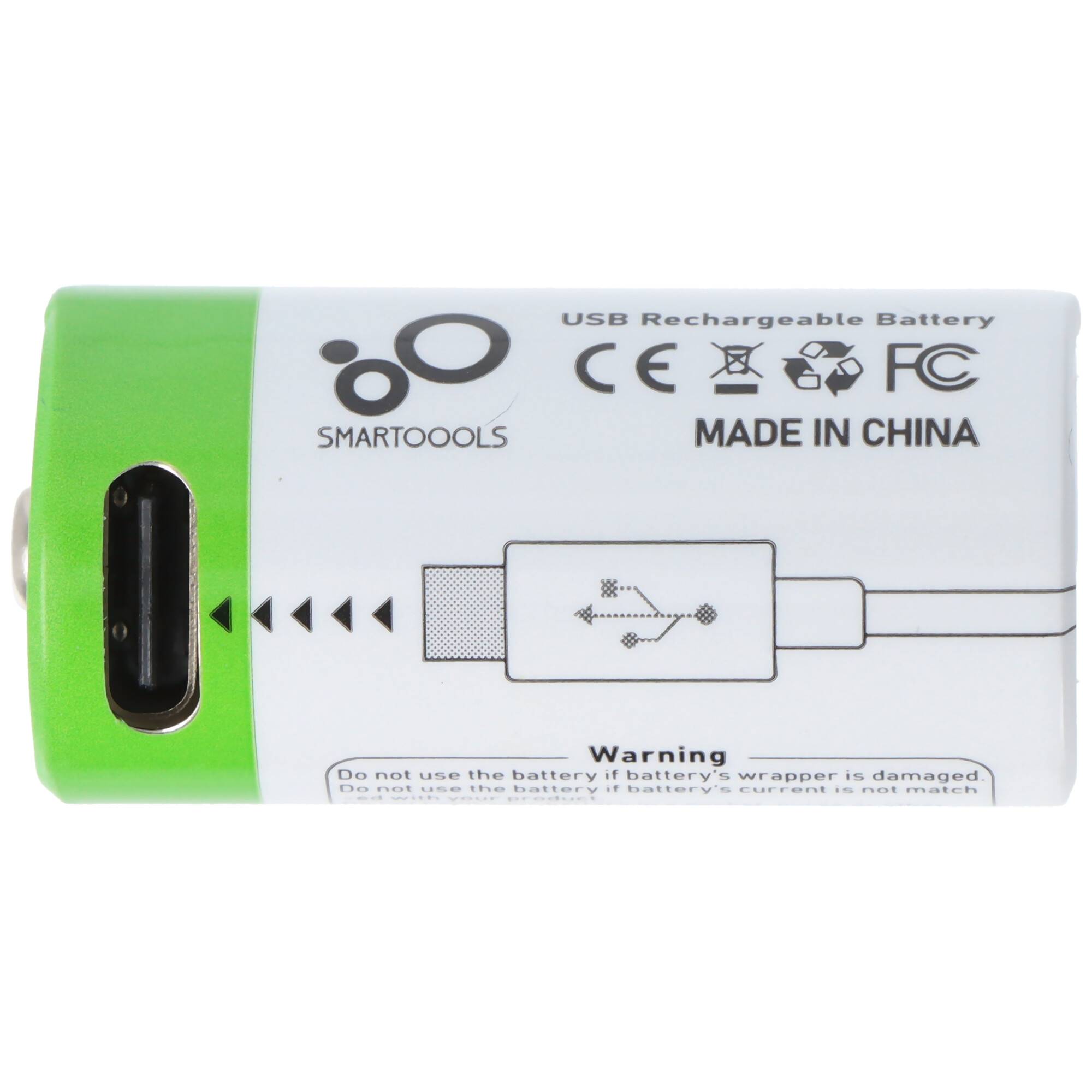 Rundzelle 16340, CR123, Li-ion, 3,7V, 700mAh, 2,6Wh, mit USB-C Charging Port, 33,9x16,1mm