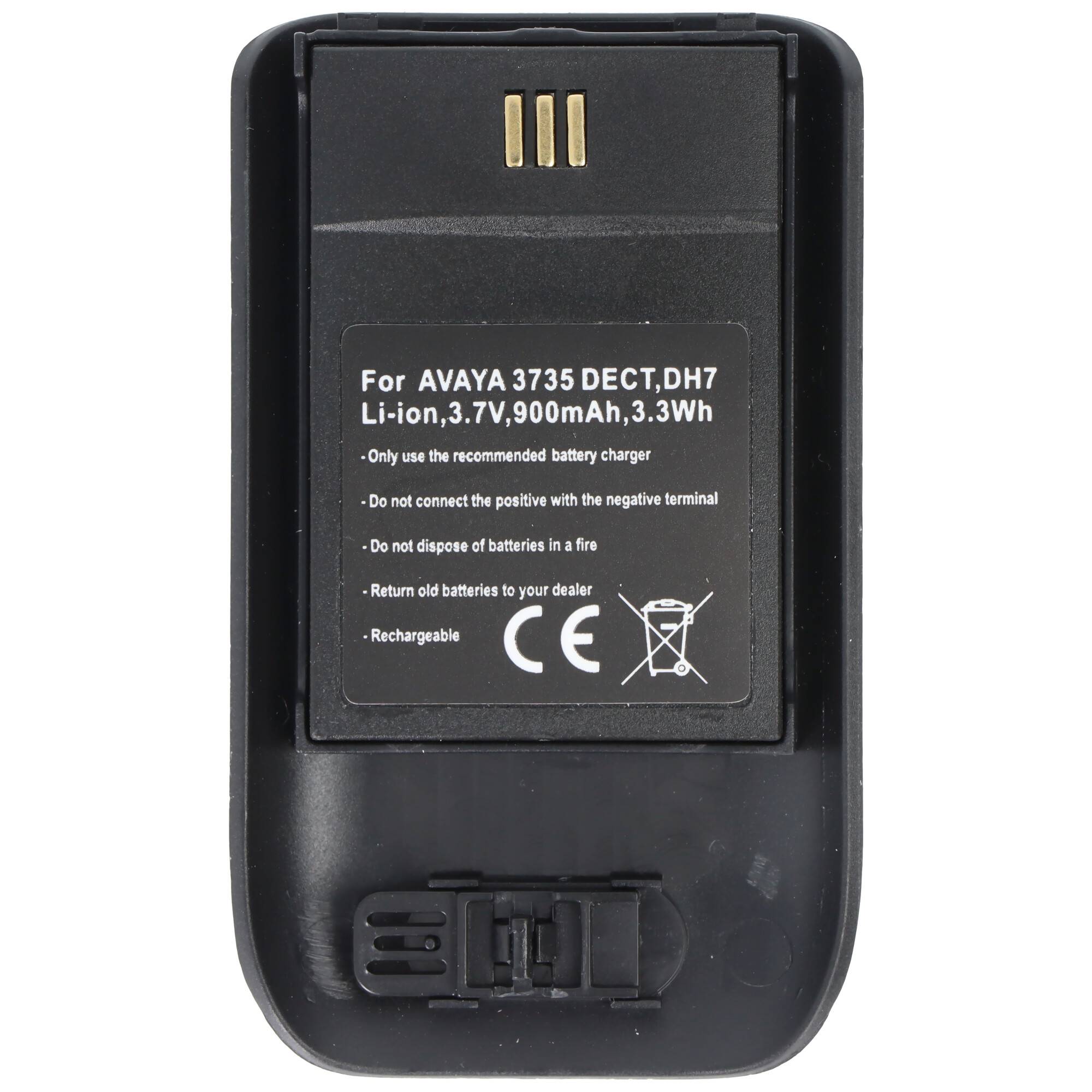 Akku passend für AVAYA 3735 DECT, DH7, Li-ion, 3,7V, 900mAh, 3,3Wh, schwarz