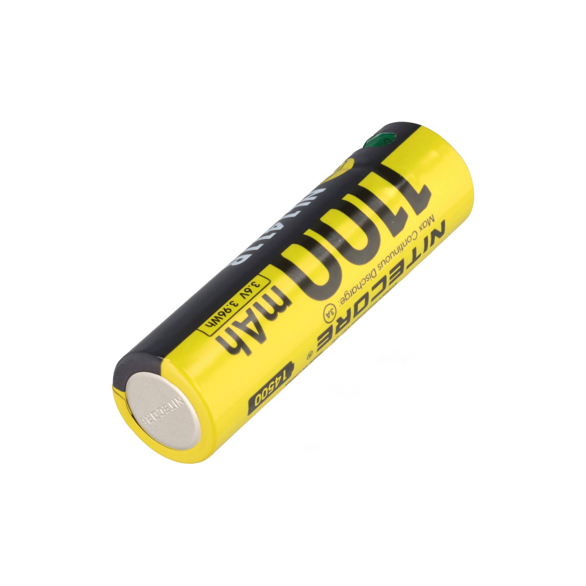 Li-Ion Akku 14500, Typ NL1411R, 3,6V 1100mAh, mit USB-C-Ladeanschluss, 50,3 x 14,5mm
