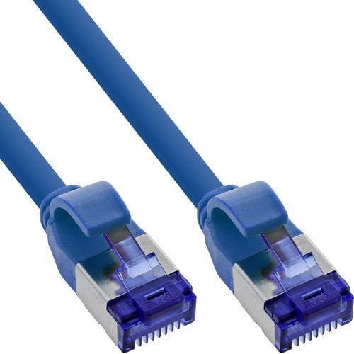 InLine® Patchkabel Slim, Cat.6A, S/FTP, TPE (LSZH) flexibel, PoE, blau, 3m Kabel RJ45 Cat.6A