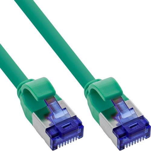 InLine® Patchkabel Slim, Cat.6A, S/FTP, TPE (LSZH) flexibel, PoE, grün, 10m Kabel RJ45 Cat.6A