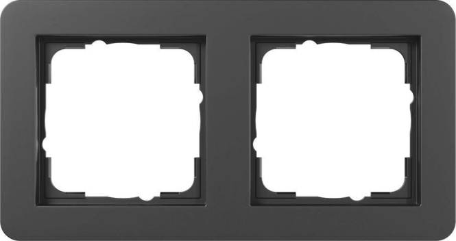 GIRA 0212153 Abdeckrahmen 2f Gira E1 Schwarz m Install.Baumaterial Schaltermat/Geb.Steu Schalter