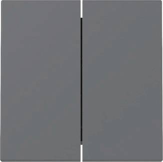 Ein grauer Doppelschalter für die Wandmontage mit minimalisti­schem Design, das sich für moderne Inneneinrichtungen eignet.