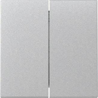 Zwei geschlossene metallische Aufzugstüren mit einem leichten Spalt in der Mitte. Die Oberfläche hat eine strukturierte, silberfarbene Oberfläche.