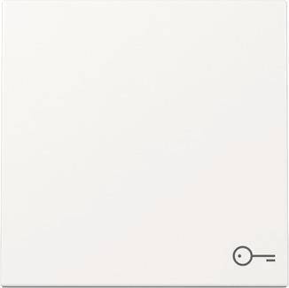 Minimalistisches weißes Quadrat mit einem kleinen Schlüsselsymbol in der rechten unteren Ecke.