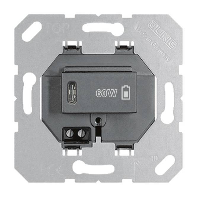 Jung USBPD60CSW USB- USB PD60 C SW Ladegerät PD 1xTyp C schwarz Install.Baumaterial Schalter
