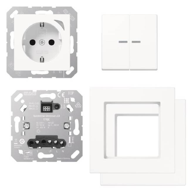 Jung HOME Starterset A550 JH-PAKET1AWW alpinweiß Install.Baumaterial Schaltermat/Geb.Steu Schalter