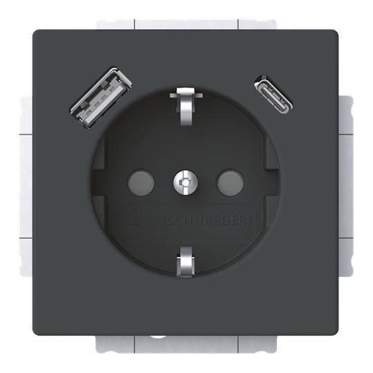 BJ SCHUKO -/USB-A+C 20 EUCB2USBAC-885 Steckdose Install.Baumaterial Schaltermat/Geb.Steu Schalter
