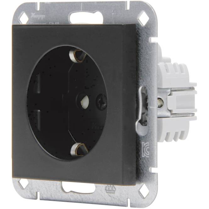 Kopp SCHUKO-Steckd. m.erh.Ber. 940050000 HK07 schwarz-matt Install.Baumaterial Schaltermat/Geb.Steu