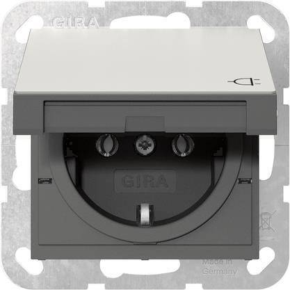 GIRA 4454600 SCHUKO-Steckdose Klappdeckel System 55 Edelstahl Install.Baumaterial Schalter