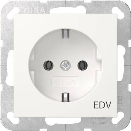 GIRA 445803 SCHUKO-Steckdose Aufdruck EDV System 55 Reinweiß glänzend Install.Baumaterial Schalter
