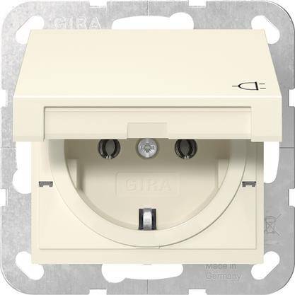 GIRA 445401 SCHUKO-Steckdose Klappdeckel System 55 Cremeweiß glänzend Install.Baumaterial Schalter