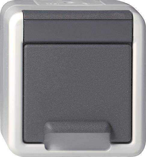 GIRA 444030 SCHUKO-Steckdose Klappdeckel WG AP IP44 Grau Install.Baumaterial Schaltermat/Geb.Steu