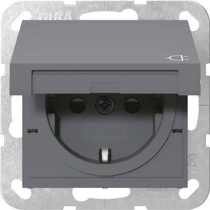 GIRA 441428 SCHUKO-Steckdose KD+Shutter System 55 Anthrazit Install.Baumaterial Schaltermat/Geb.Steu
