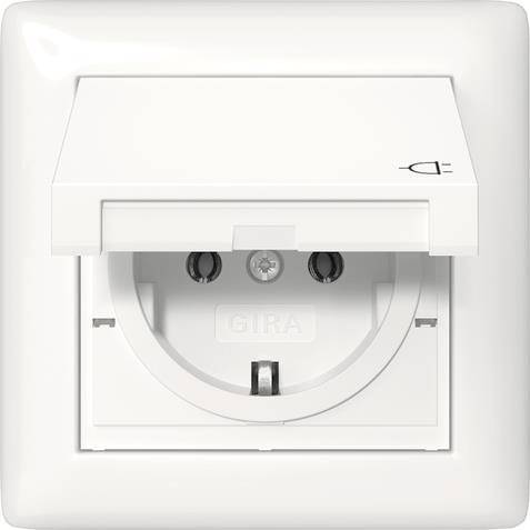 GIRA 415703 SCHUKO-Steckdose KD+Set IP44+Rahmen 1f Standard 55 Reinweiß gl. Install.Baumaterial