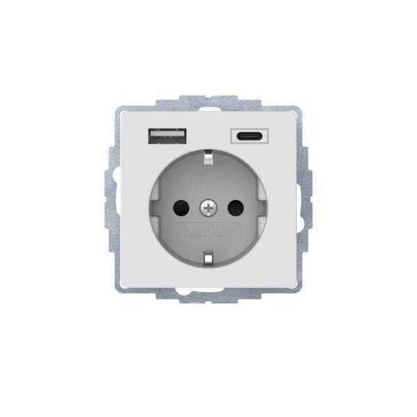 Berker Steckdose SCHUKO/USB A-C 48046089 Q.1/Q.3 polarweiß samt Install.Baumaterial Schalter