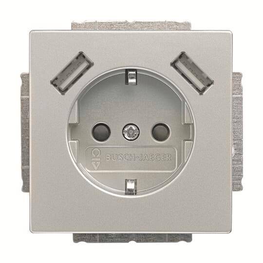 BJ Schuko/USB Steckdose 20 EUCB2USB-866 pur USB-Ladestation edelst Install.Baumaterial Schalter