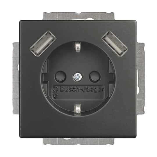 BJ Schuko/USB Steckdose 20 EUCB2USB-885 future linear USB-Ladestation schwarz Install.Baumaterial