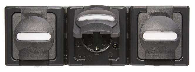 Kopp BLUE ELECTRIC SCHUKO 131315006 Steckdose m. Klappdeckel, 3fach Install.Baumaterial Schalter