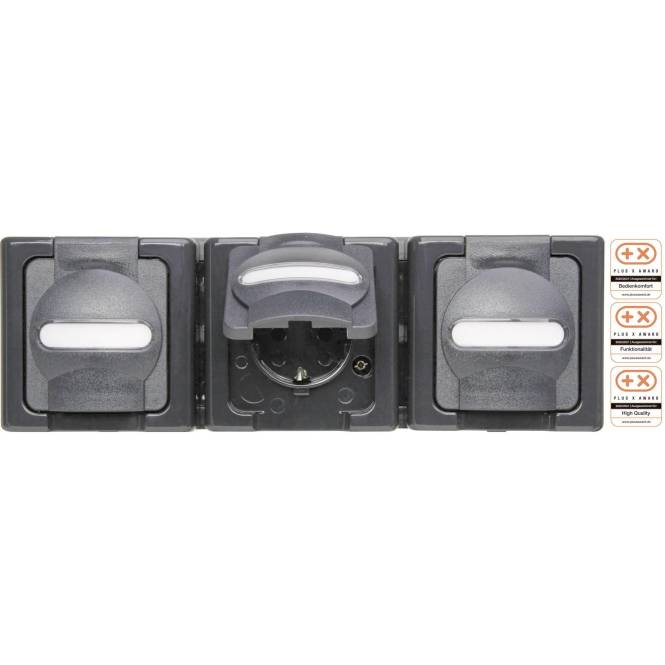 Kopp BLUE ELECTRIC SCHUKO 131315006 Steckdose m. Klappdeckel, 3fach Install.Baumaterial Schalter