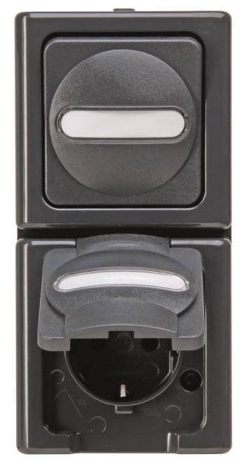 Kopp BLUE ELECTRIC-Aus-/W/m anthrazit Steckdosenkombination 130815000 Install.Baumaterial Schalter