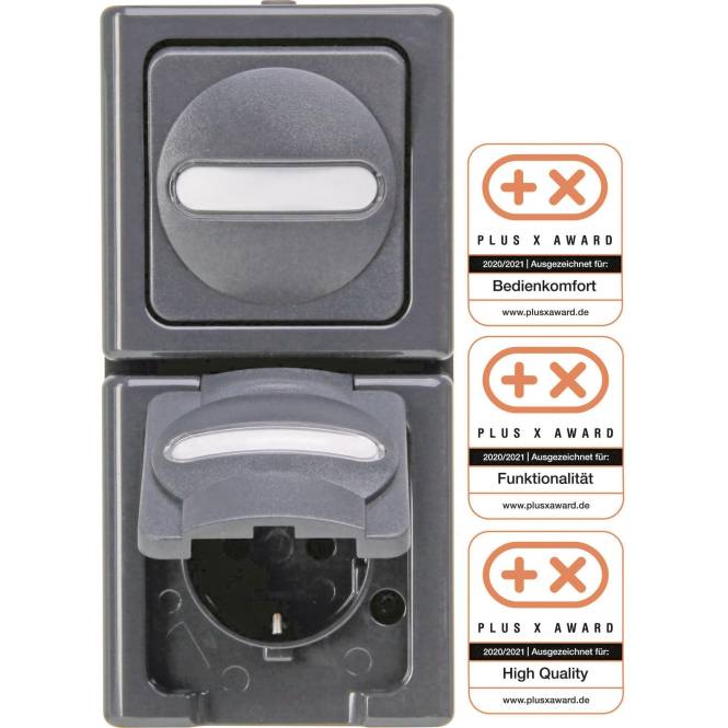 Kopp BLUE ELECTRIC-Aus-/W/m anthrazit Steckdosenkombination 130815000 Install.Baumaterial Schalter