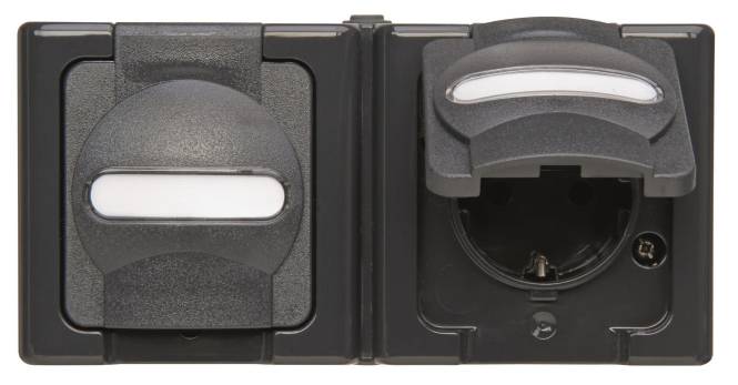 Kopp APWG Blue Electric 1312.1500.3 Schuko-Steckdose 2fach waagerecht anthr. Install.Baumaterial