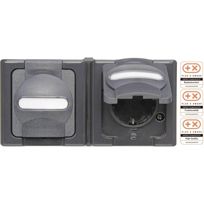 Kopp APWG Blue Electric 1312.1500.3 Schuko-Steckdose 2fach waagerecht anthr. Install.Baumaterial