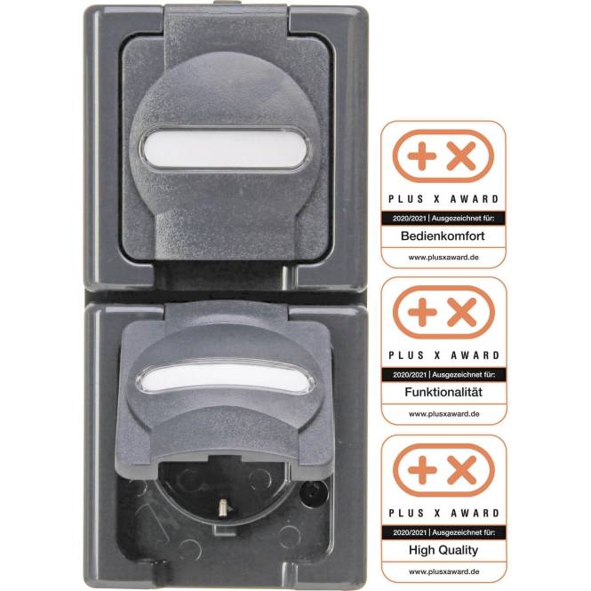 Kopp APWG Blue Electric 1314.1500.9 SCHUKO-Steckdose 2fach senkrecht anthr. Install.Baumaterial