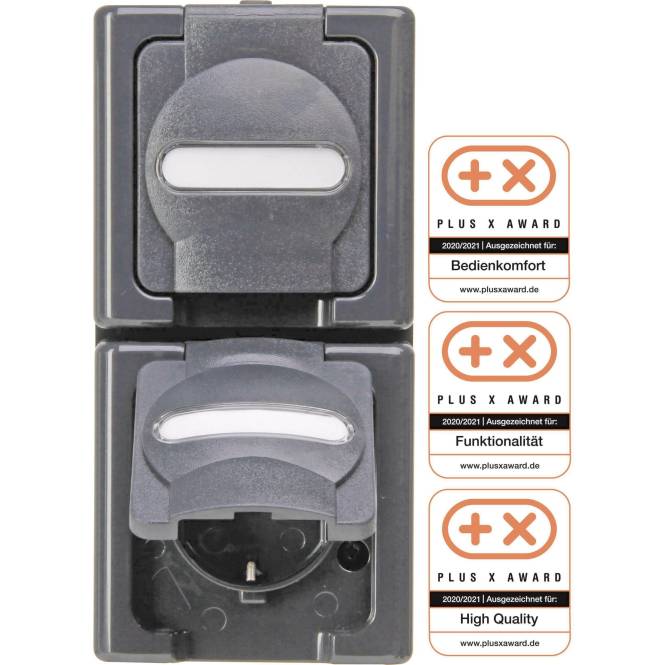 Kopp APWG Blue Electric 1314.1500.9 SCHUKO-Steckdose 2fach senkrecht anthr. Install.Baumaterial