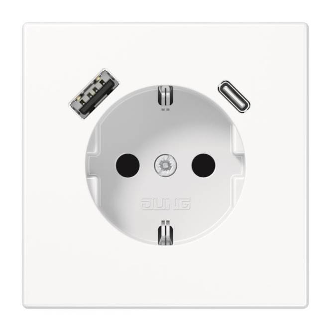 Jung SCHUKOsteckdose m.USB LS1520-15CAWW Typ AC alpinweiß Install.Baumaterial Schaltermat/Geb.Steu