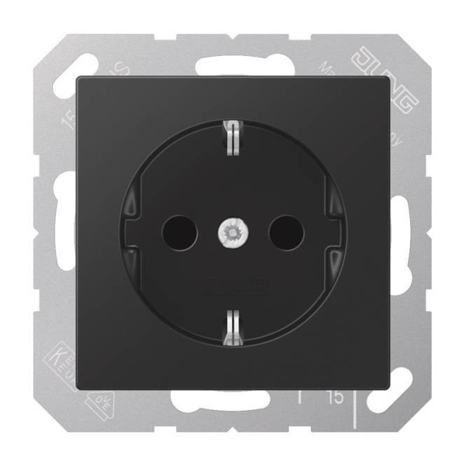 Jung SCHUKO Steckdose A1520BFSWM graphitschwarz Install.Baumaterial Schaltermat/Geb.Steu Schalter