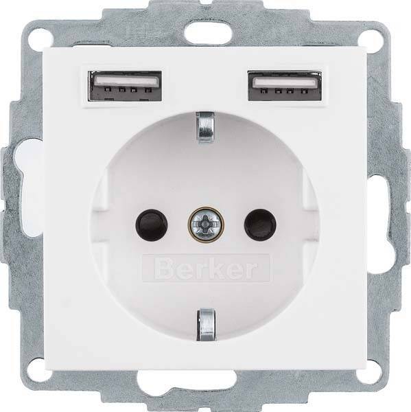 Berker Steckdose SCHUKO/USB S.1 48031909 polarweiß matt Install.Baumaterial Schaltermat/Geb.Steu
